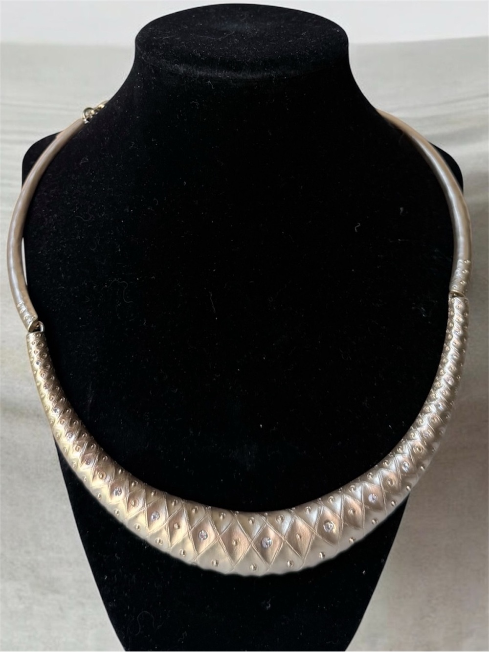 Chico's Gold-Tone Textured Collar Necklace choker